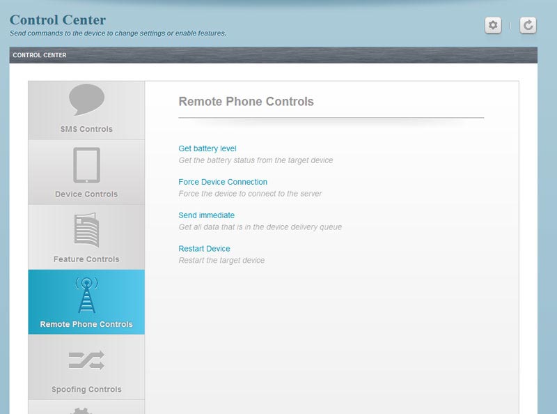 Kontrol Panel Penyadap HP