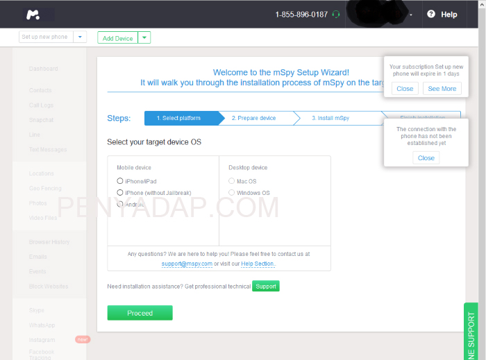 Install penyadap iPhone dan Android - MSPY